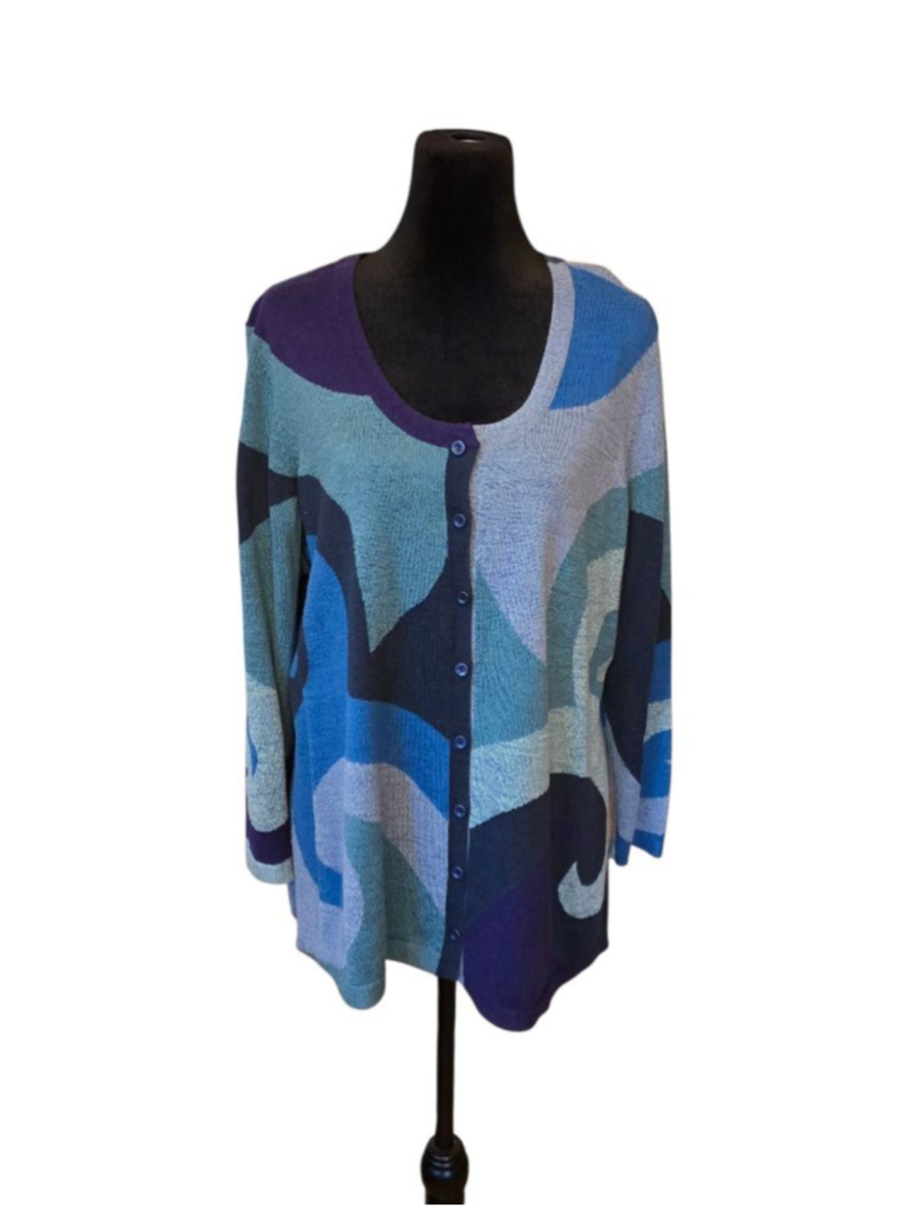 Women's NIC+ZOE Blue & Purple Abstract Cardigan 1X